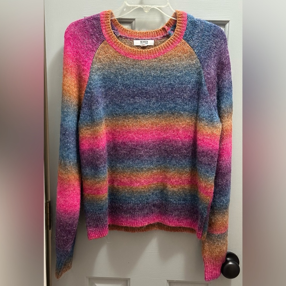 BB Dakota by Steve Madden Ombre Multicolored Wool Blend Crewneck Sweater Large